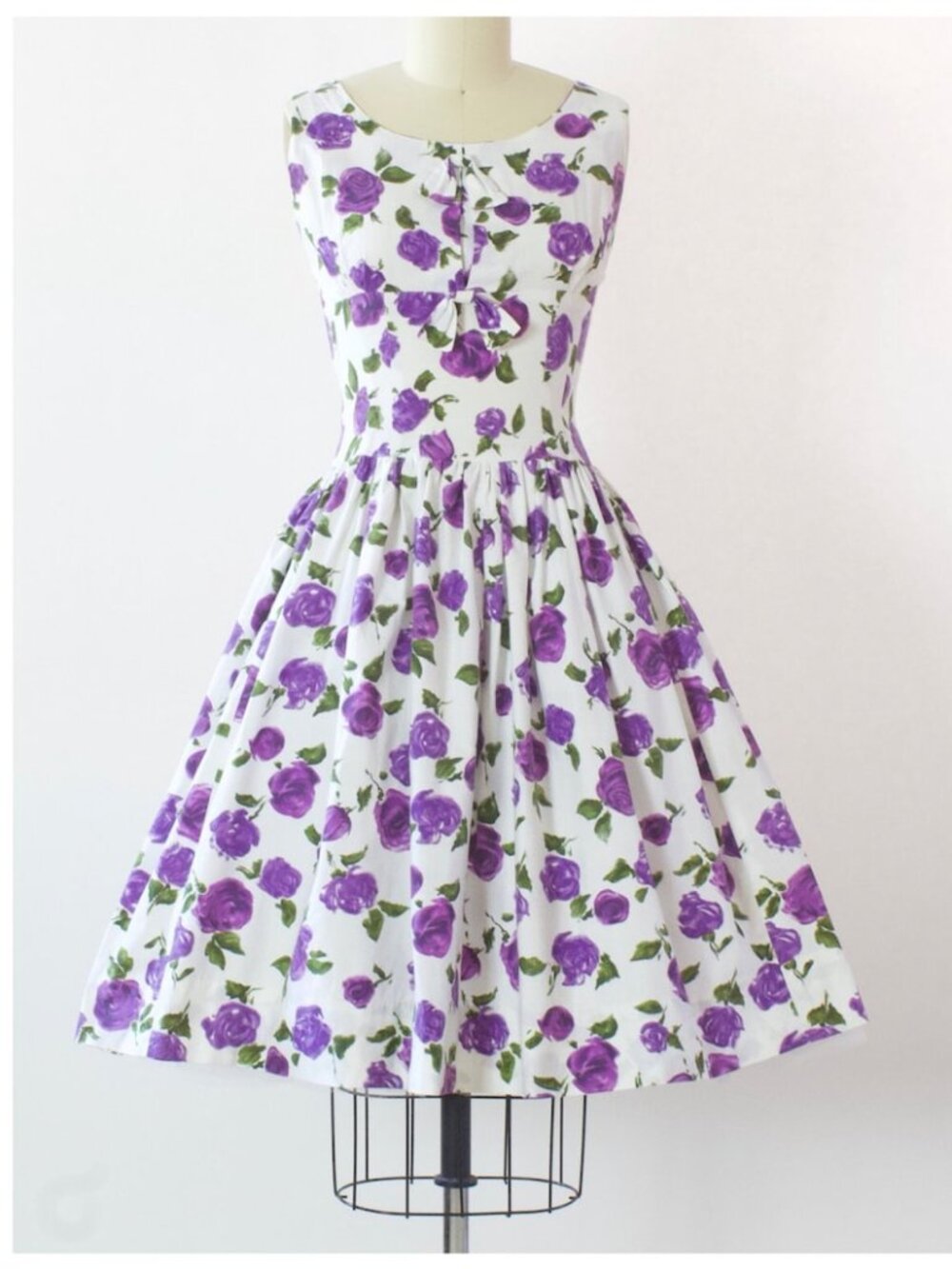Vintage Purple and White Roses Dress